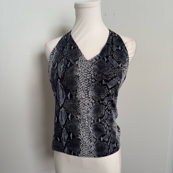 Women's Y2K Black Snake Print Halter Top whimsigoth grunge L - Picture 3 of 5